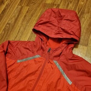 LL Bean Rain Jacket Girls Large 14/16 Women XS Red Zip TEK‎ Reflective Hiking